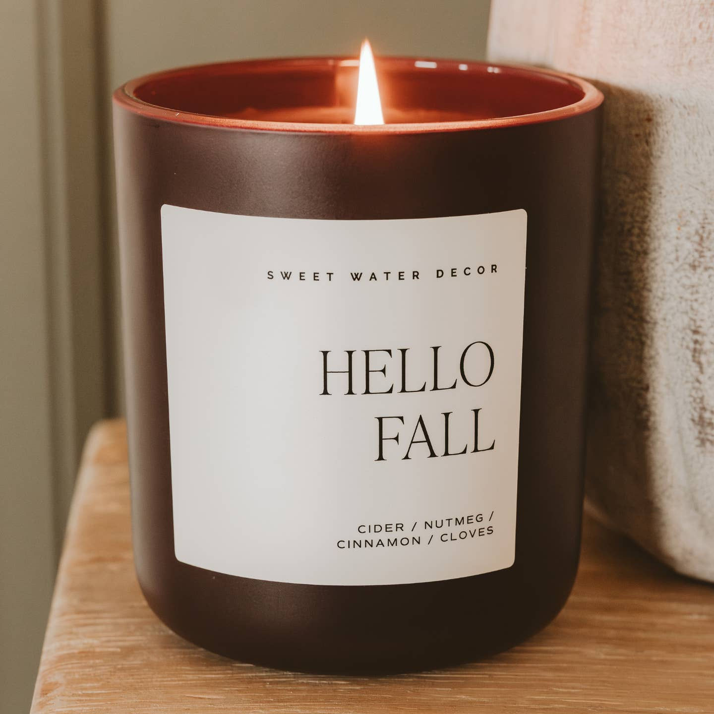 Sweet Water Decor Hello Fall 15 oz Soy Candle, Matte Jar - Fall Decor
