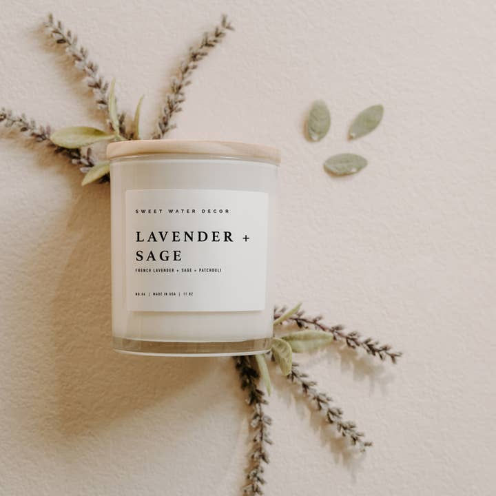 Sweet Water Decor *New* Lavender and Sage 11 oz Soy Candle