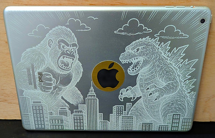 Laser engraved Apple iPad of manga Ai image