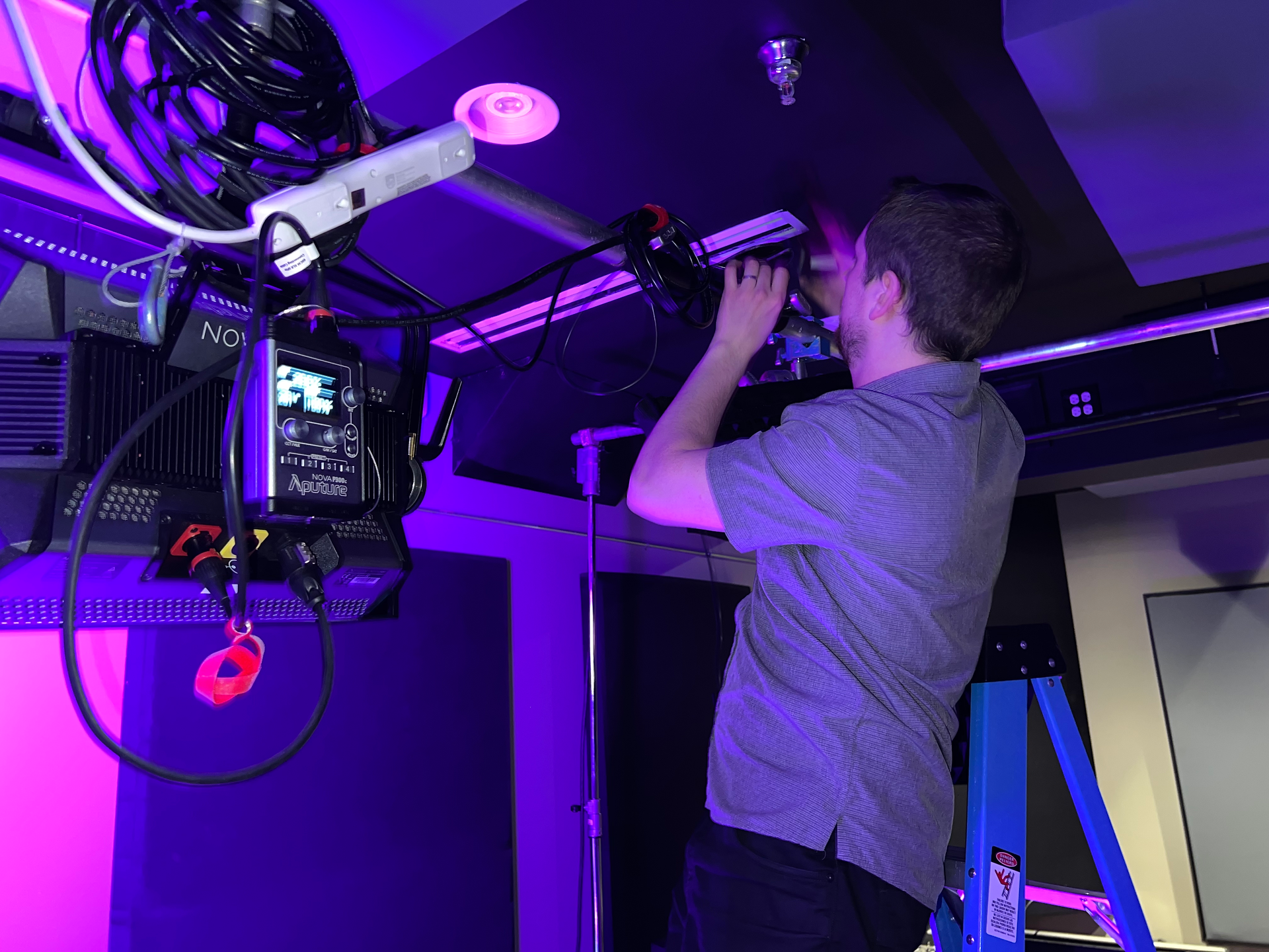 camera in a studio in someone's hand