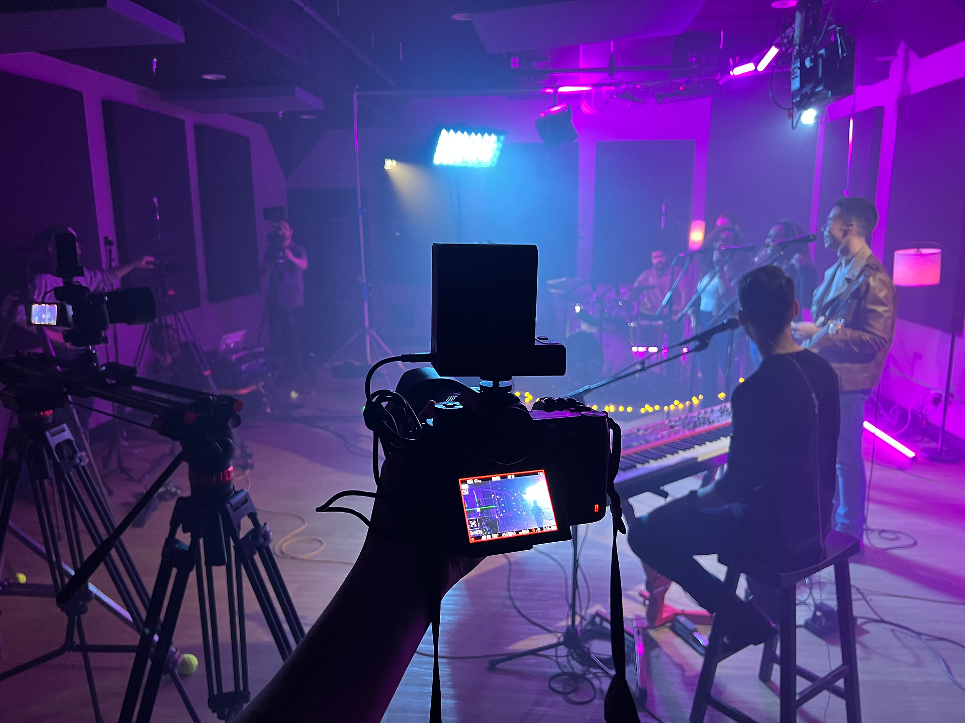 camera in a studio in someone's hand