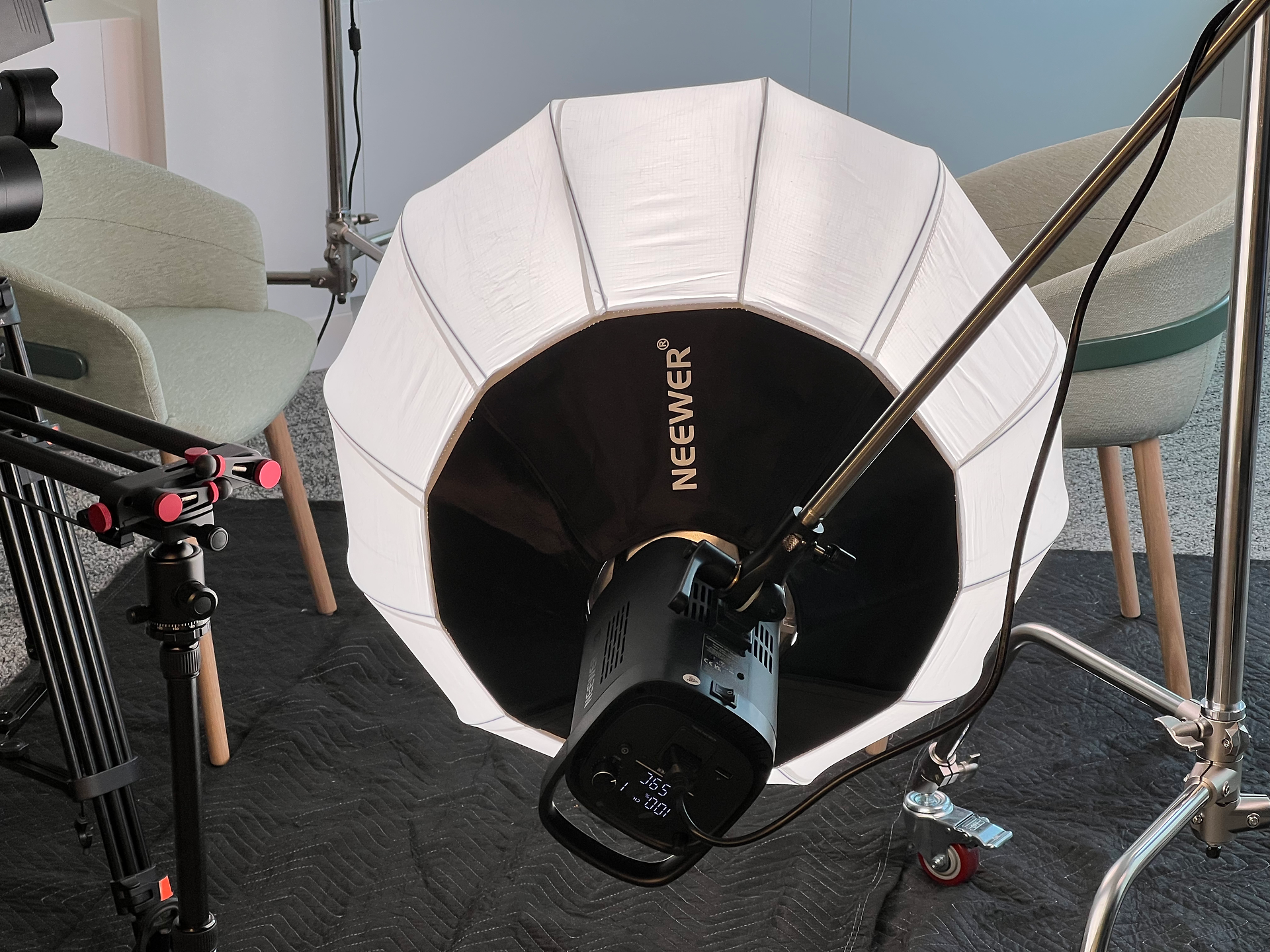 Godox VL300 light with Phottix Raja 105 softbox