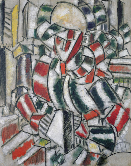 Fernand Léger (* 4 February 1881 in Argentan in Normandy; † 17 August 1955 in Gif-sur-Yvette near Paris) was a French painter, sculptor, graphic artist, ceramicist and film director. His early work is classified as Cubism. In his works after the Second World War, his painterly style changed. From the 1920s onwards, he increasingly integrated figurative elements into his paintings. Léger's late work had an influence on the American painters of Pop Art, such as Roy Lichtenstein.
 In the years from 1914 to 1916, Léger experienced the horrors of war in the trenches. 
 This experience changed him, and subsequently he turned increasingly to the world of the immediately visible, the living space of modern man and the objects that surround him. The predominant theme became the big city with its architecture, its advertising spaces and its signs.