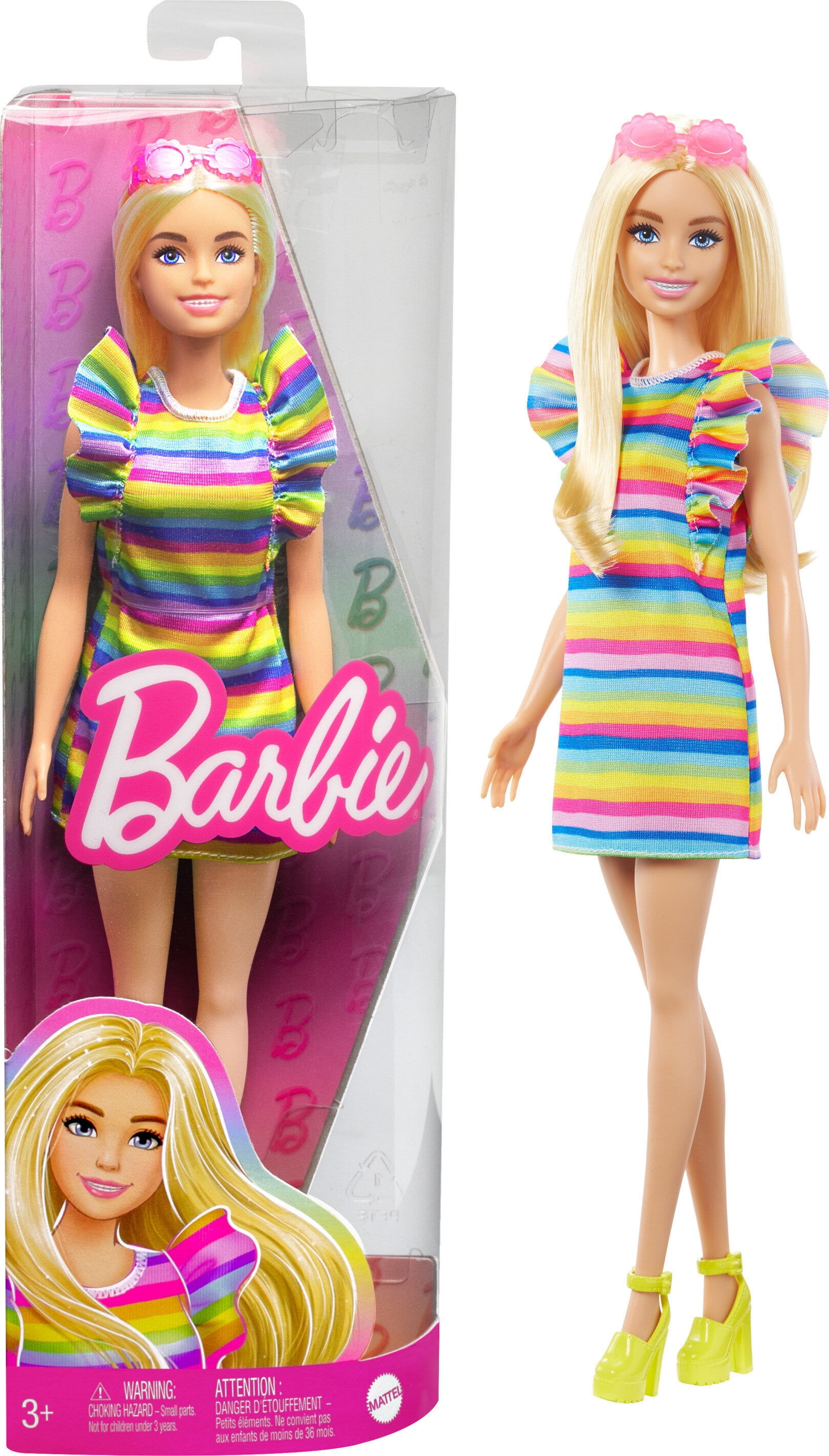 Barbie Doll with Braces and Rainbow Dress, Barbie Fashionistas