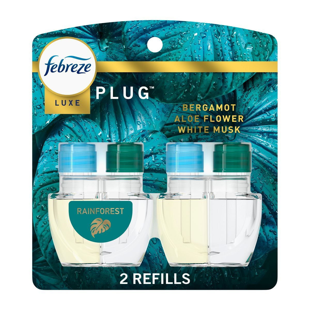 2X - Febreze Luxe Plug Dual Refill Air Freshener Rainforest - 1.75 fl oz/2ct