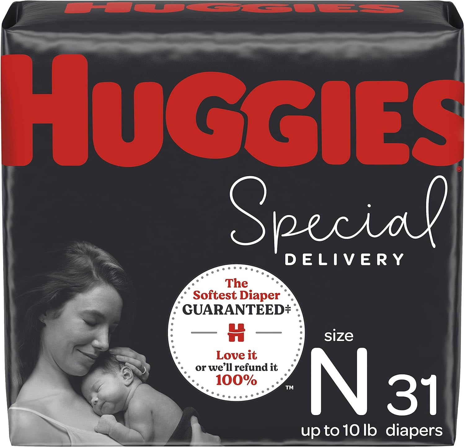 Hypoallergenic Newborn Baby Diapers, 31 Ct, Huggies Special Delivery, Softest