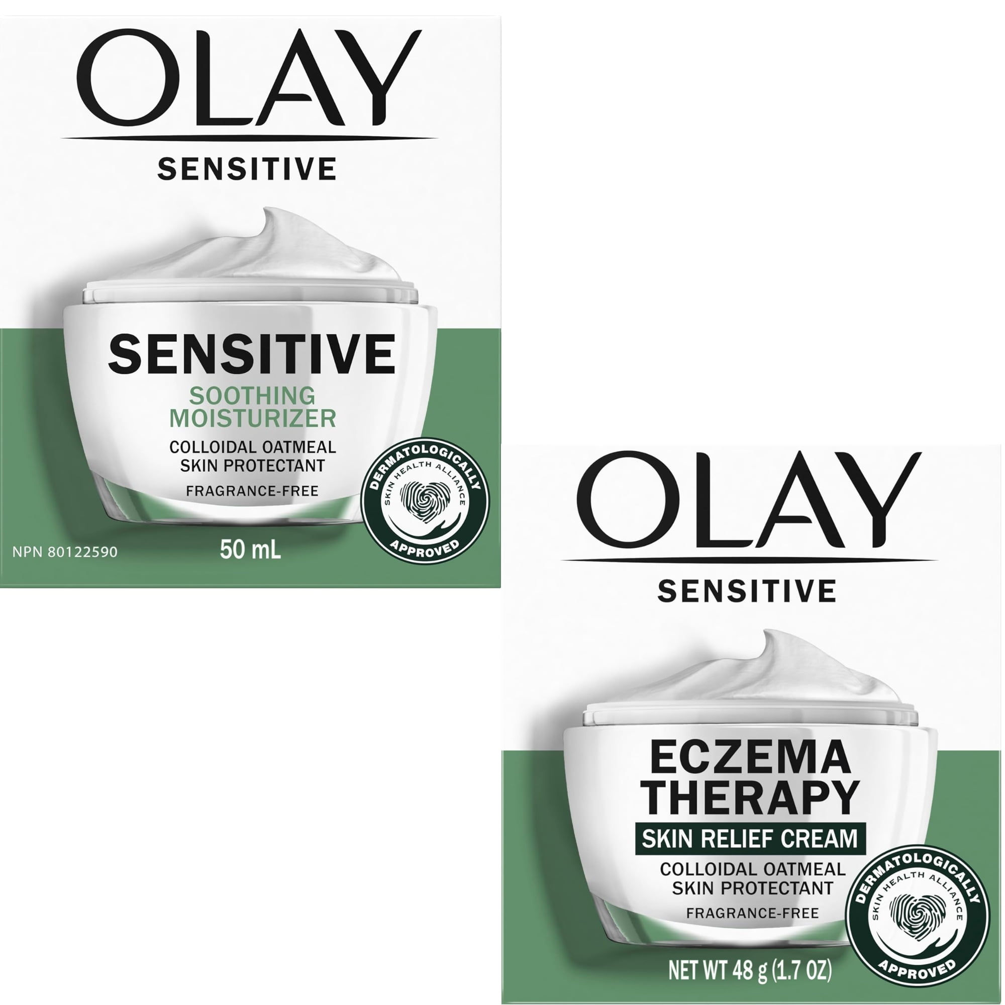 Olay Sensitive Soothing Moisturizer & Eczema Therapy Skin Relief Cream Duo -