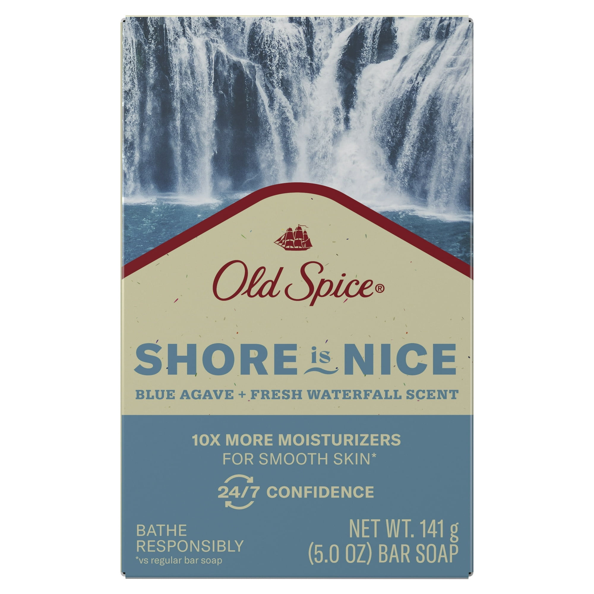Pack of 2 Old Spice Premium Bar Soap, Seas The Day Blue Agave + Fresh Waterfall