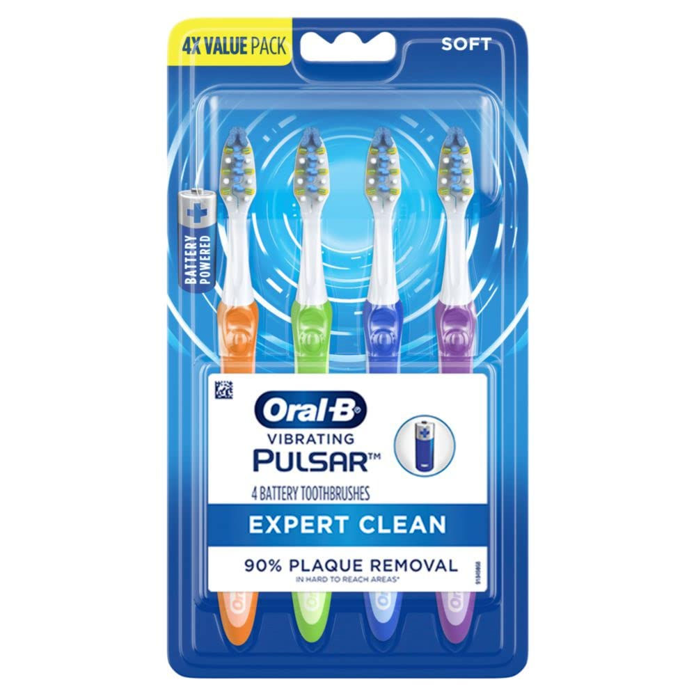 Oral-B Pulsar Expert Clean Battery Powered Toothbrush, Soft, 4 Count