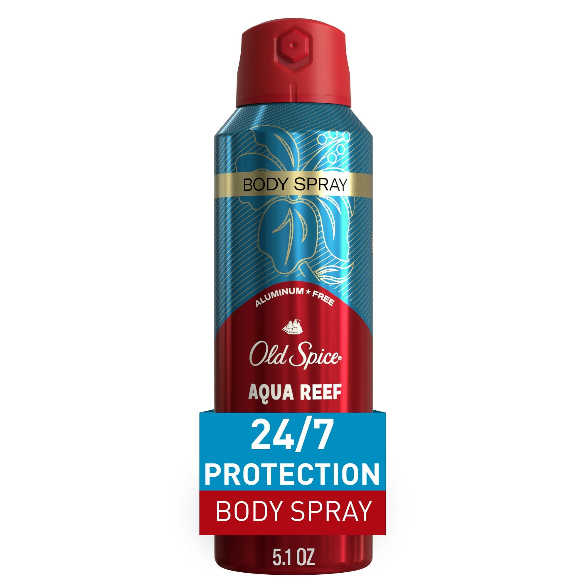 Pack of 2 Old Spice Aluminum Free Body Spray for Men, Aqua Reef, 5.1 oz