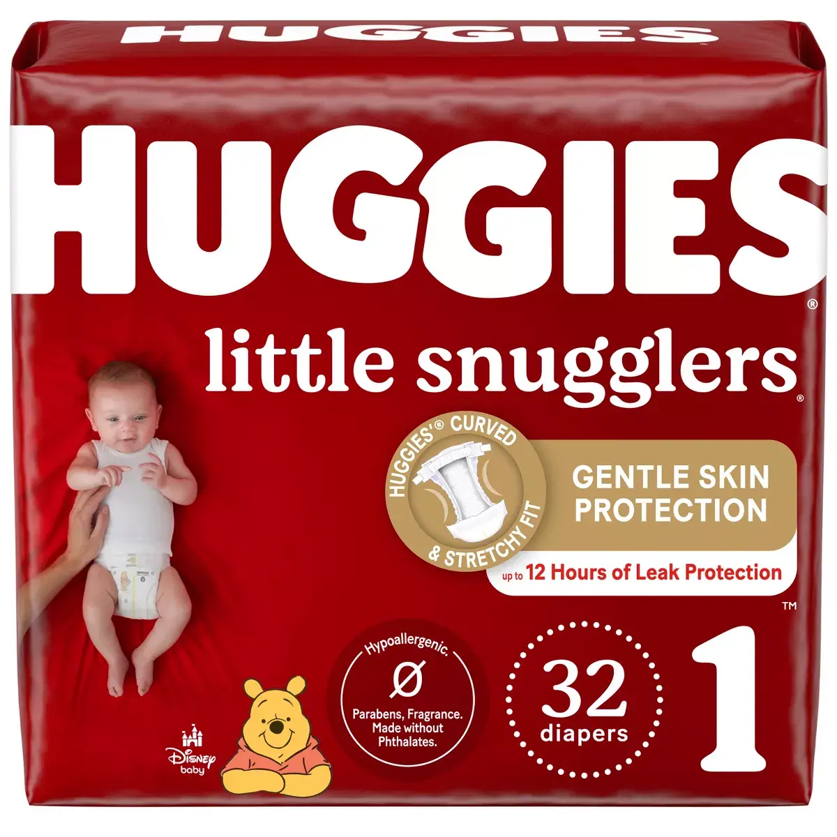 Huggies Little Snugglers Baby Diapers, Jumbo Size 1, 32 Ea, 2 Pack