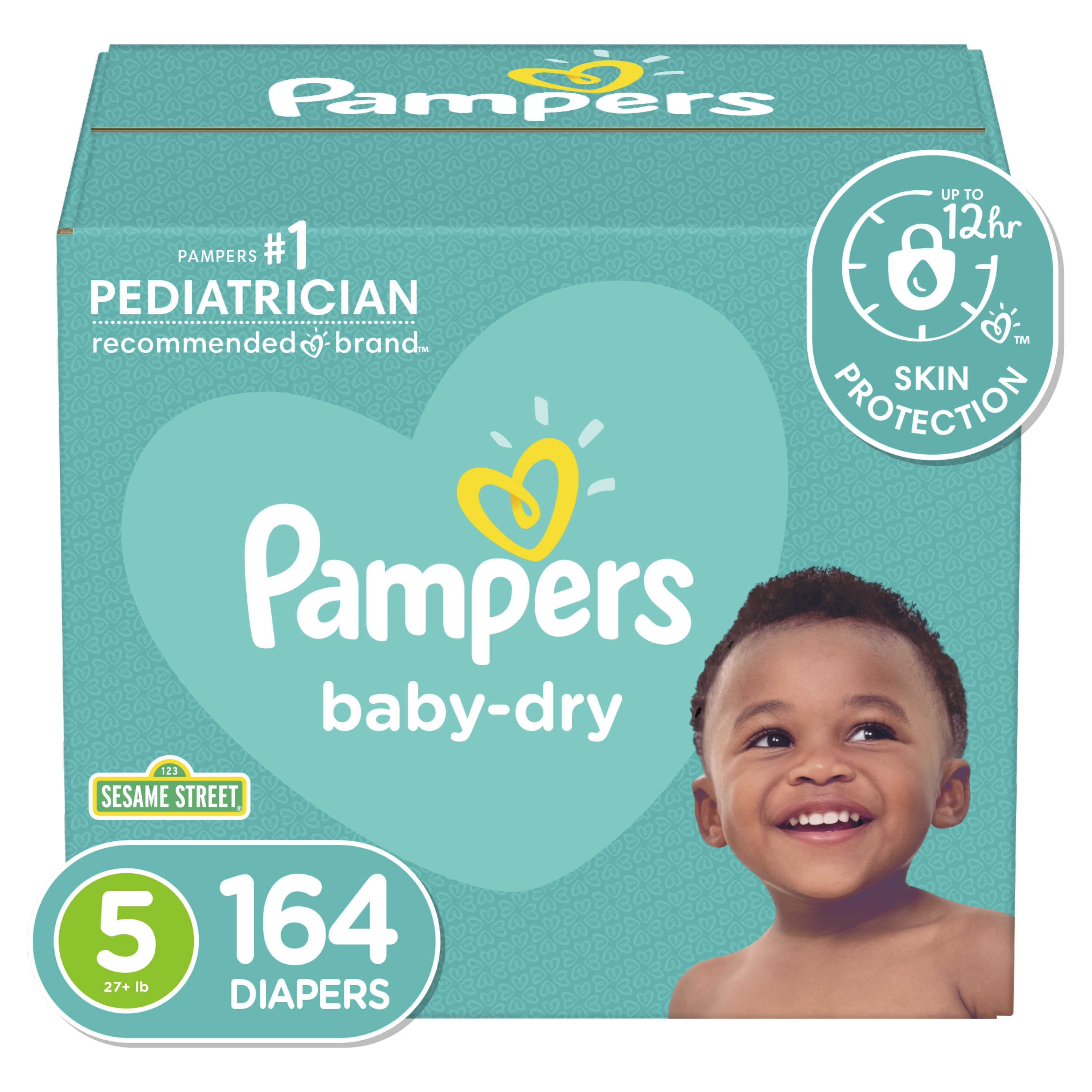 Pampers Baby-Dry Extra Protection Diapers, Size 5, 164 Count