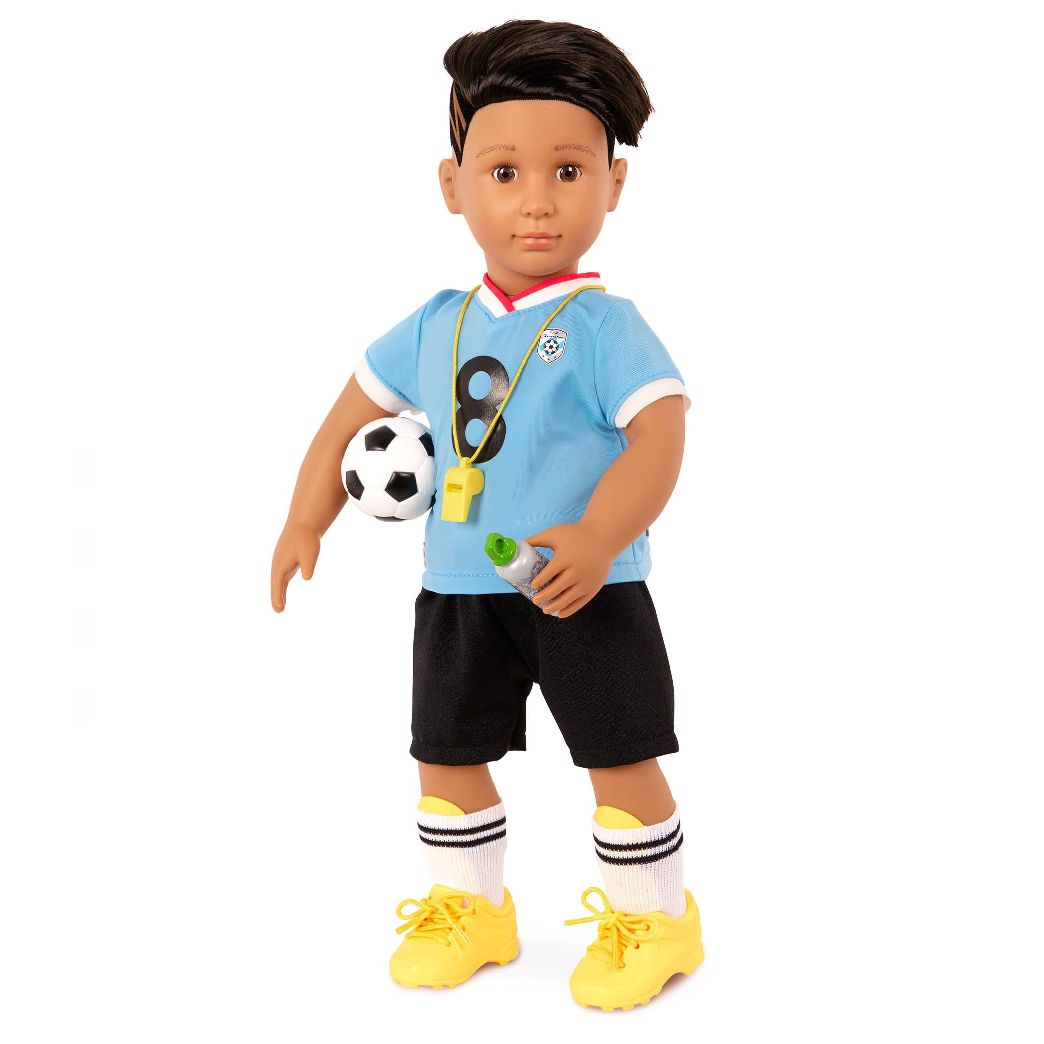 Our Generation Mateo 18-Inch Boy Doll, Posable Soccer Uniform Set, Dolls