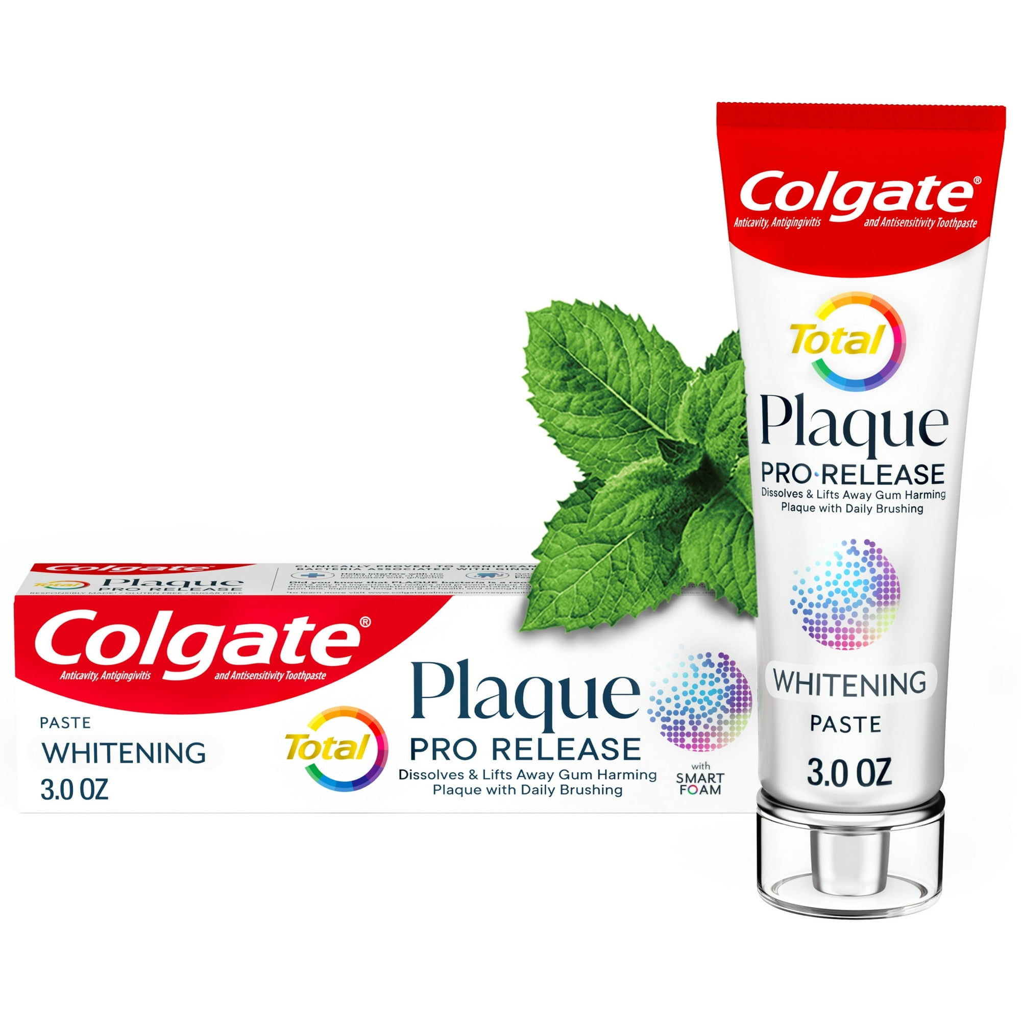 Colgate Total Plaque Pro Release Whitening Toothpaste, Mint, 3oz (2 Pack)