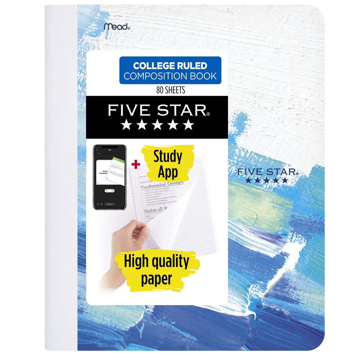Five Star Canvas Composition Book Plus Study App, College Ruled, 80 Sheets, 7.5"