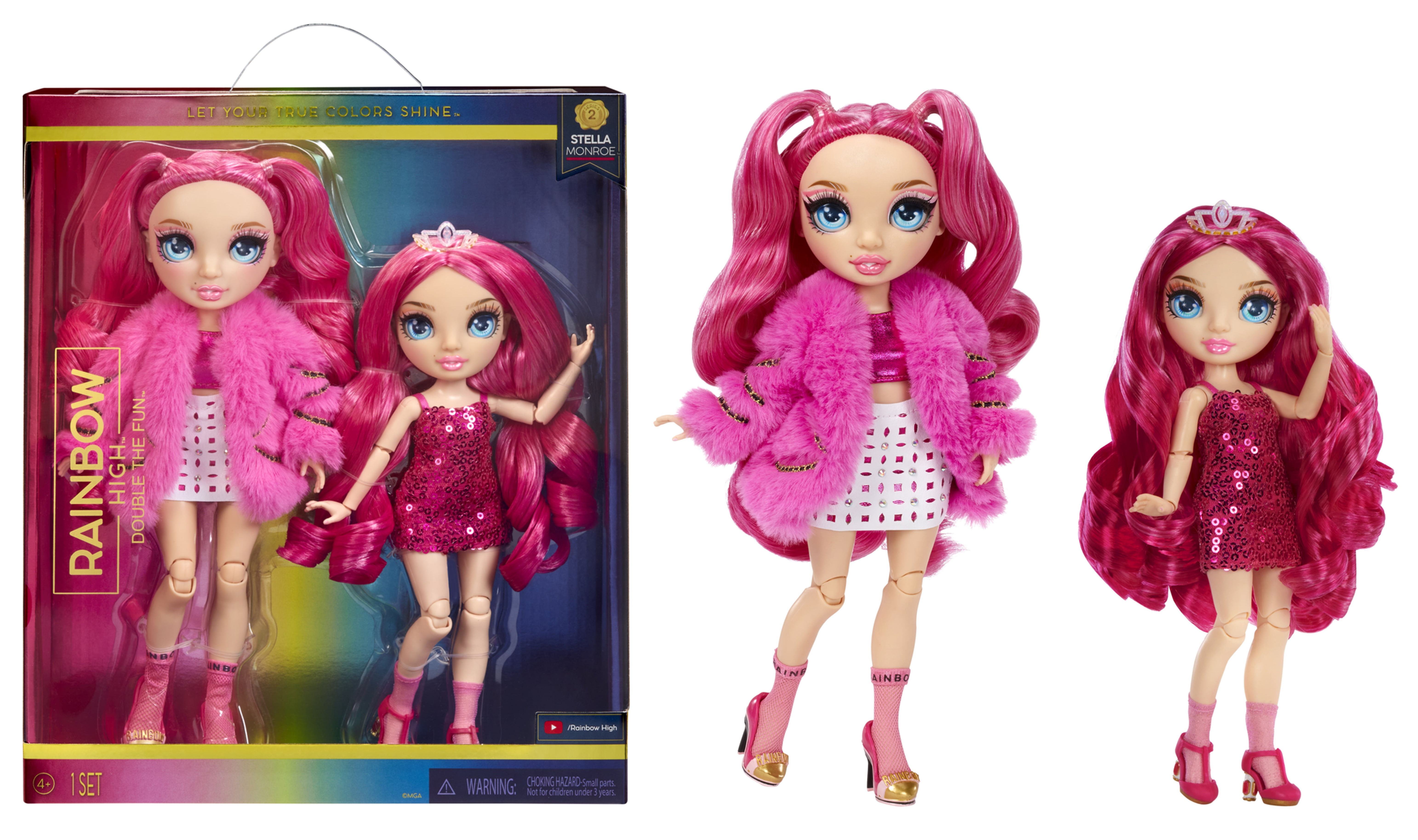 Rainbow High Stella 2 Pack, Pink Fashion Dolls, Pink Hair, 9in Jr High Dolls