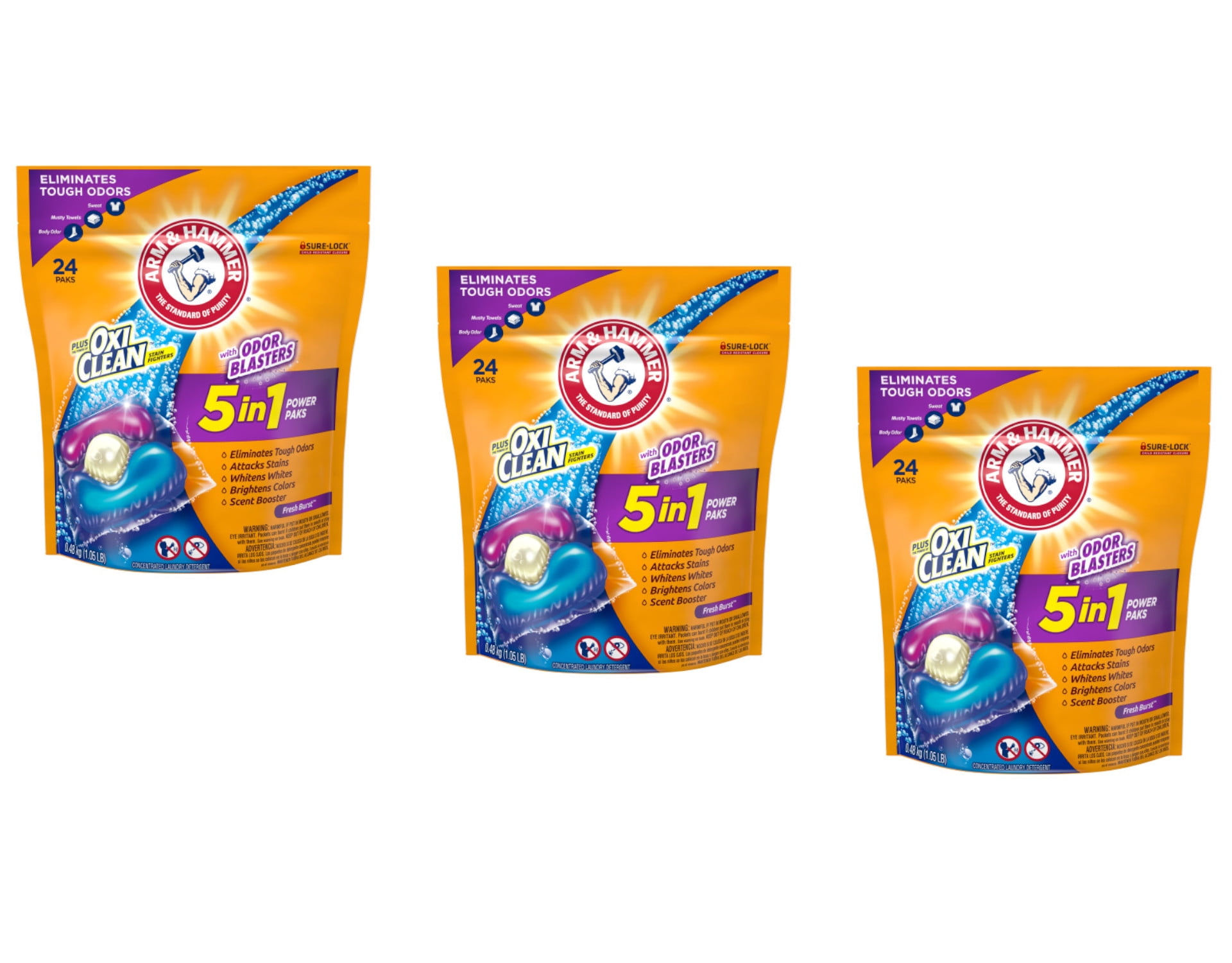 Arm & Hammer plus OxiClean with Odor Blasters 5-in-1 Power Paks, 24 Count - Pack