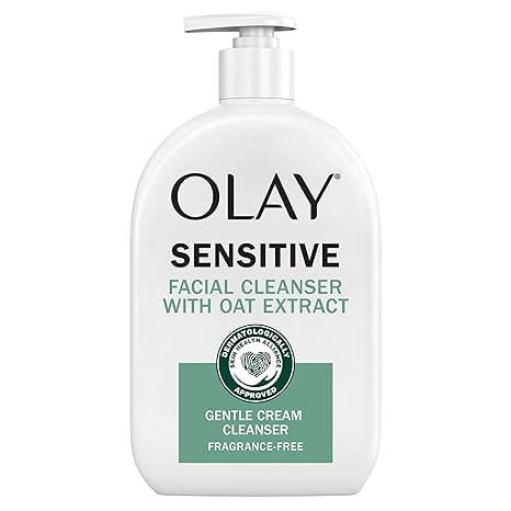 Olay Sensitive Facial Cleanser with Oat Extract Gentle Cream Cleanser, 16 fl oz