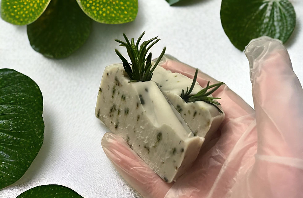 Cold process soap: Rosemary and Cambrian Blue Clay soap bars