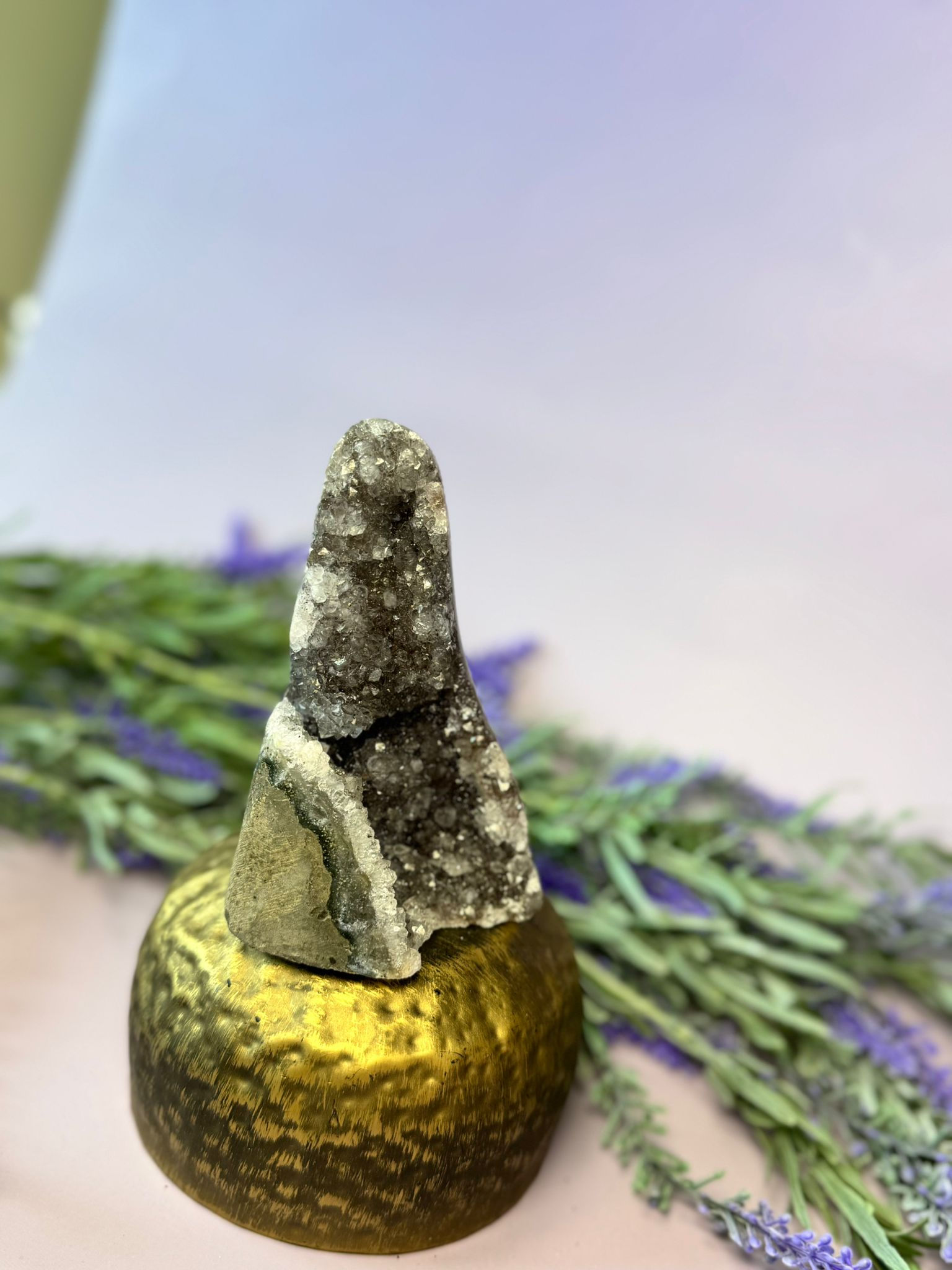 Standing Dark Grey Amethyst Druzy Crystal