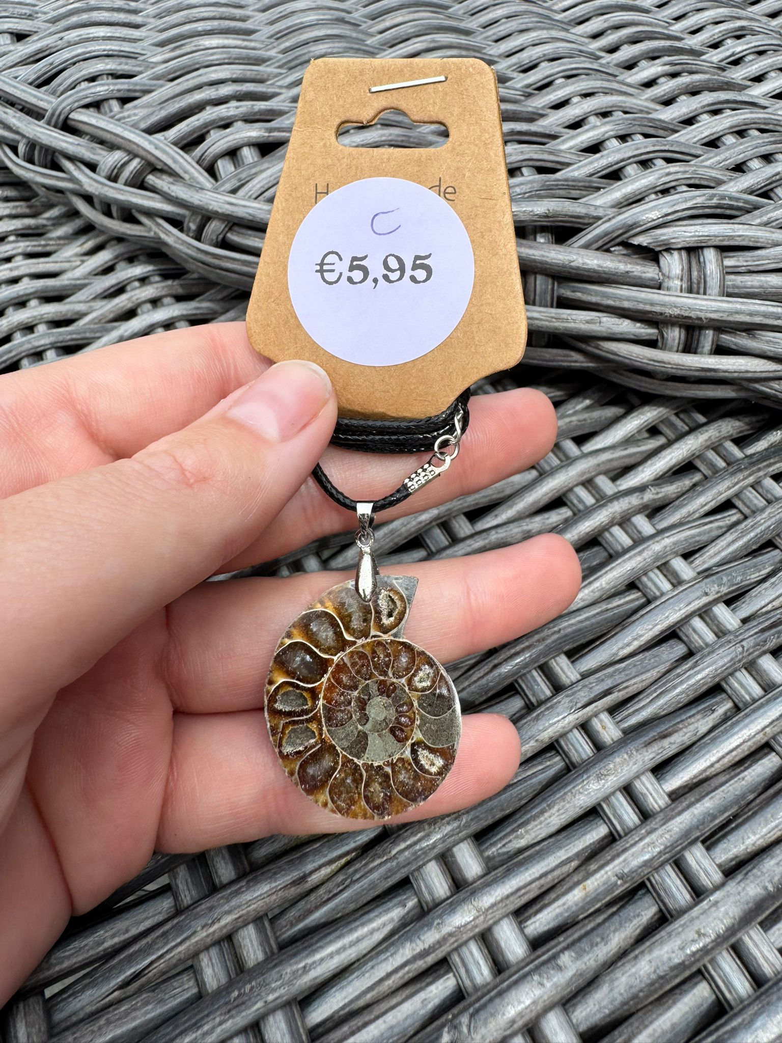 Ammonite Fossil Necklace C | Natural Ammonite Shell Pendant | Fossil Jewelry