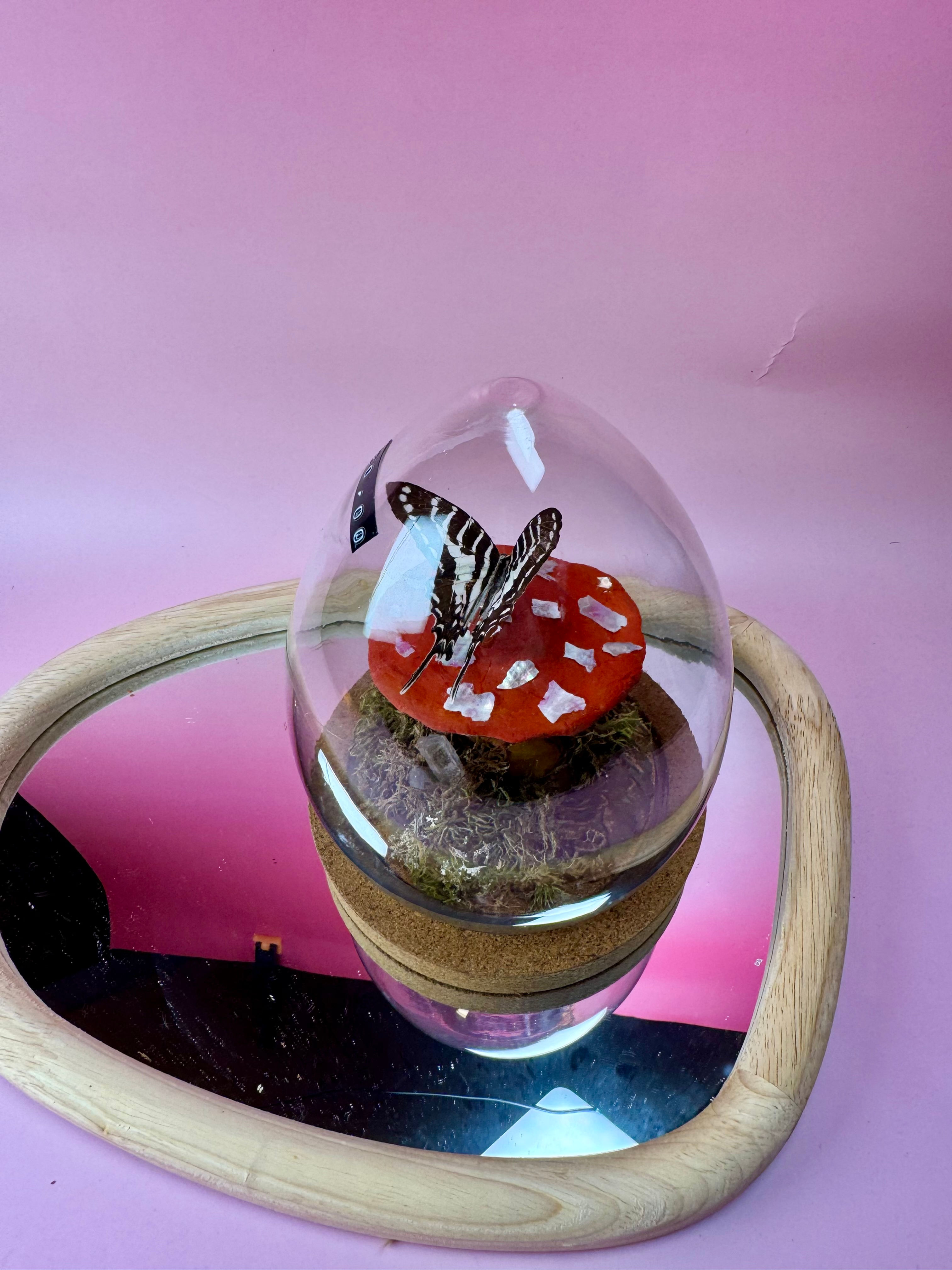Fairy Mushroom Dome • Enchanted Butterfly & Crystal Scene