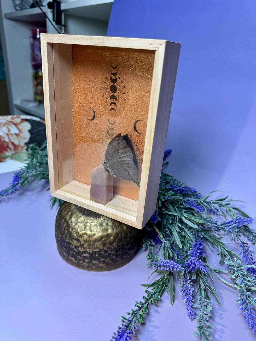 Thumbnail: Shadow Box Frame with Taxidermy Butterfly & Crystal – Home Decor