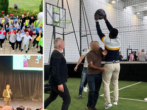 Collaborateurs participant à un événement sportif d’entreprise organisé par Shizen Sport-Truck, combinant ateliers collectifs, basketball et moments de cohésion pour renforcer l’esprit d’équipe dans un cadre convivial.