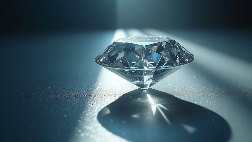 Close-up view of a diamond being photographed with precision lighting