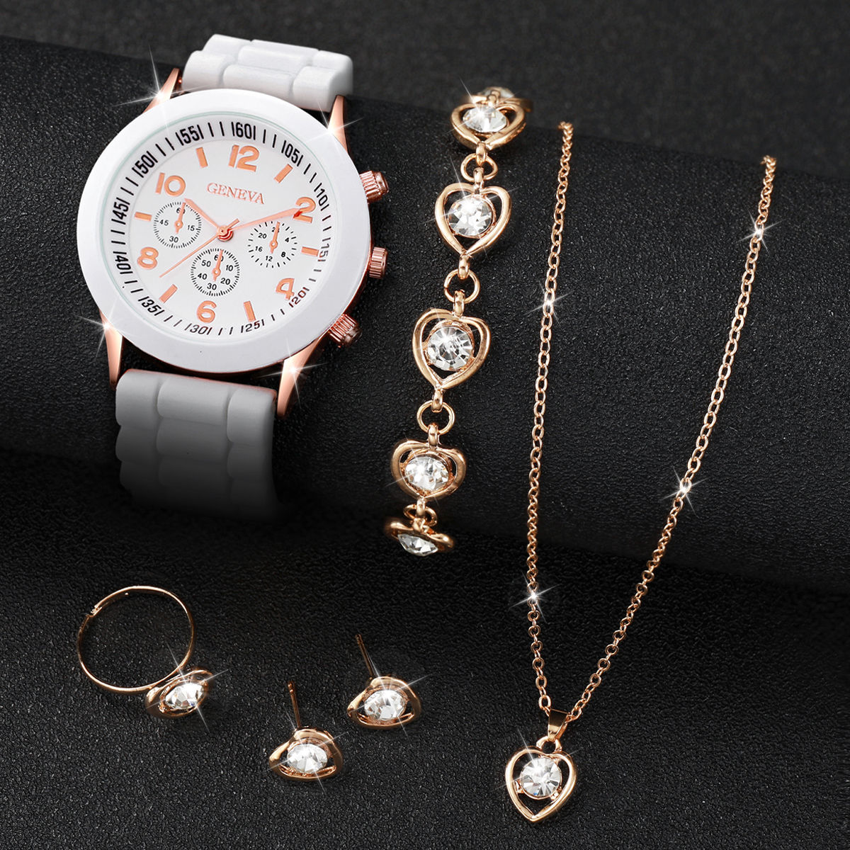 5/6 Uds. Relojes para Mujer, banda de silicona a la moda, relojes de cuarzo para
