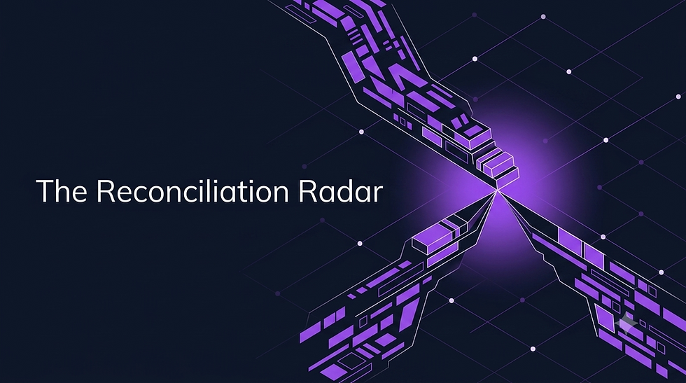 Header banner for ReconIQ 360 The Reconciliation Radar, Issue 01, June 2026, a monthly intelligence briefing on the reconciliation industry