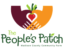 Hands forming heart with beet. The People's Patch Madison County Community Garden.
