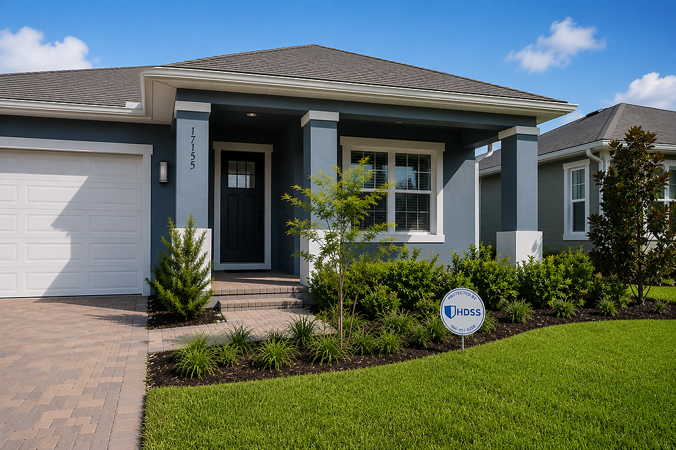 Front of a house with a HDSS yard sign