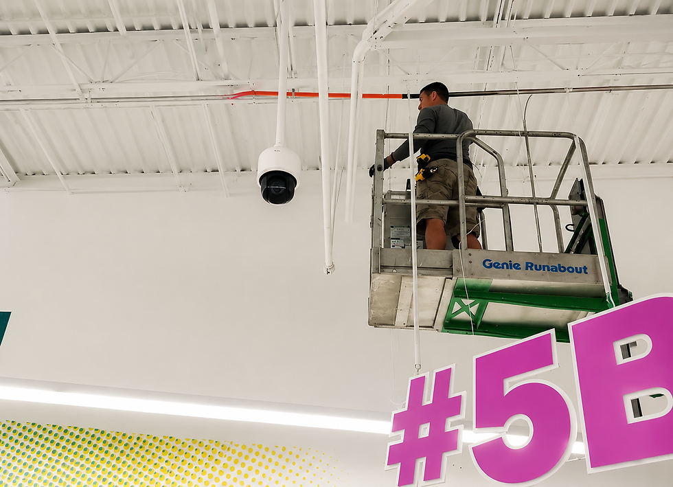 HDSS technician installing security cameras in Fort Lauderdale