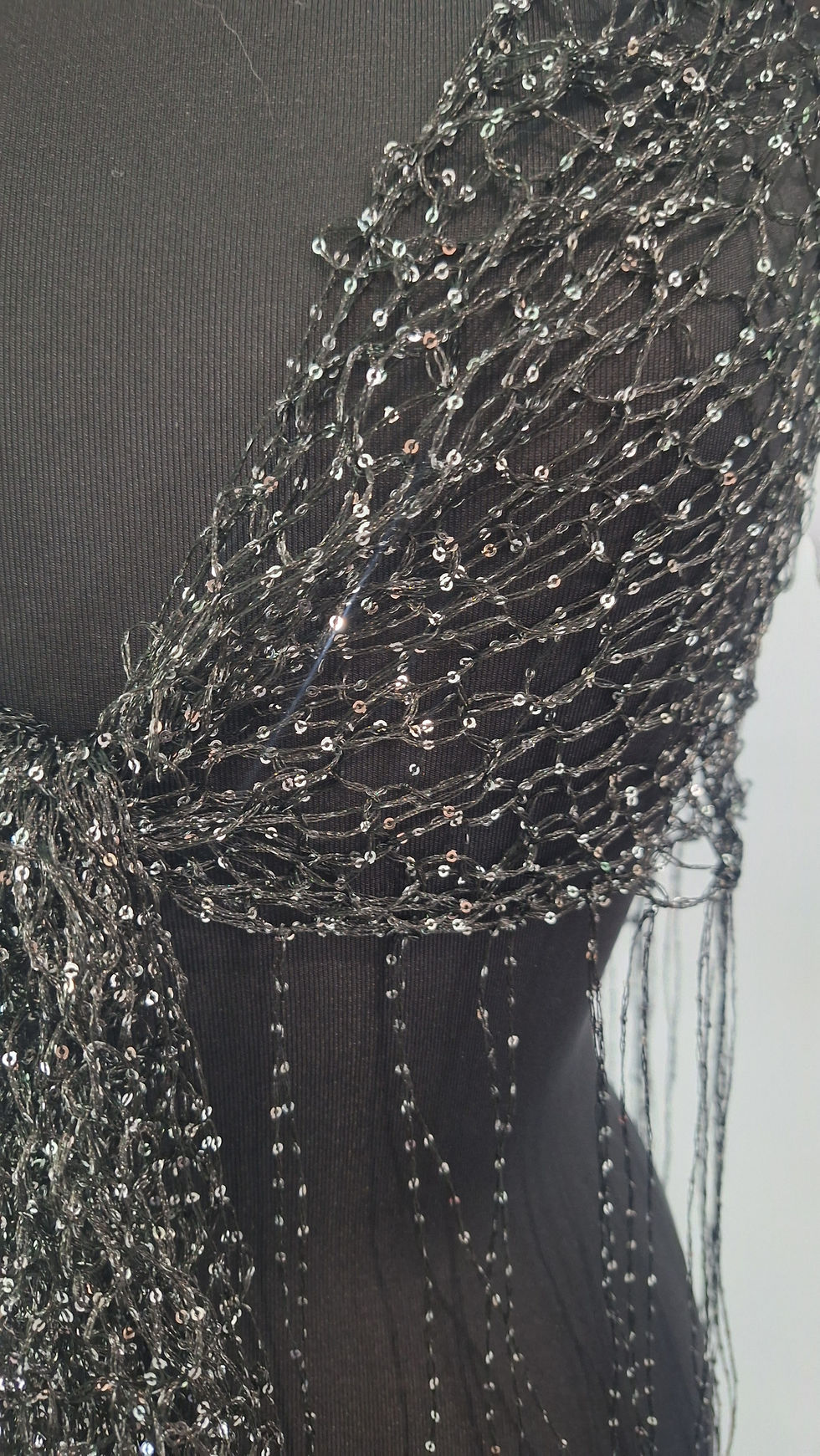 Thumbnail: Black & Silver Lace Sequin Shawl
