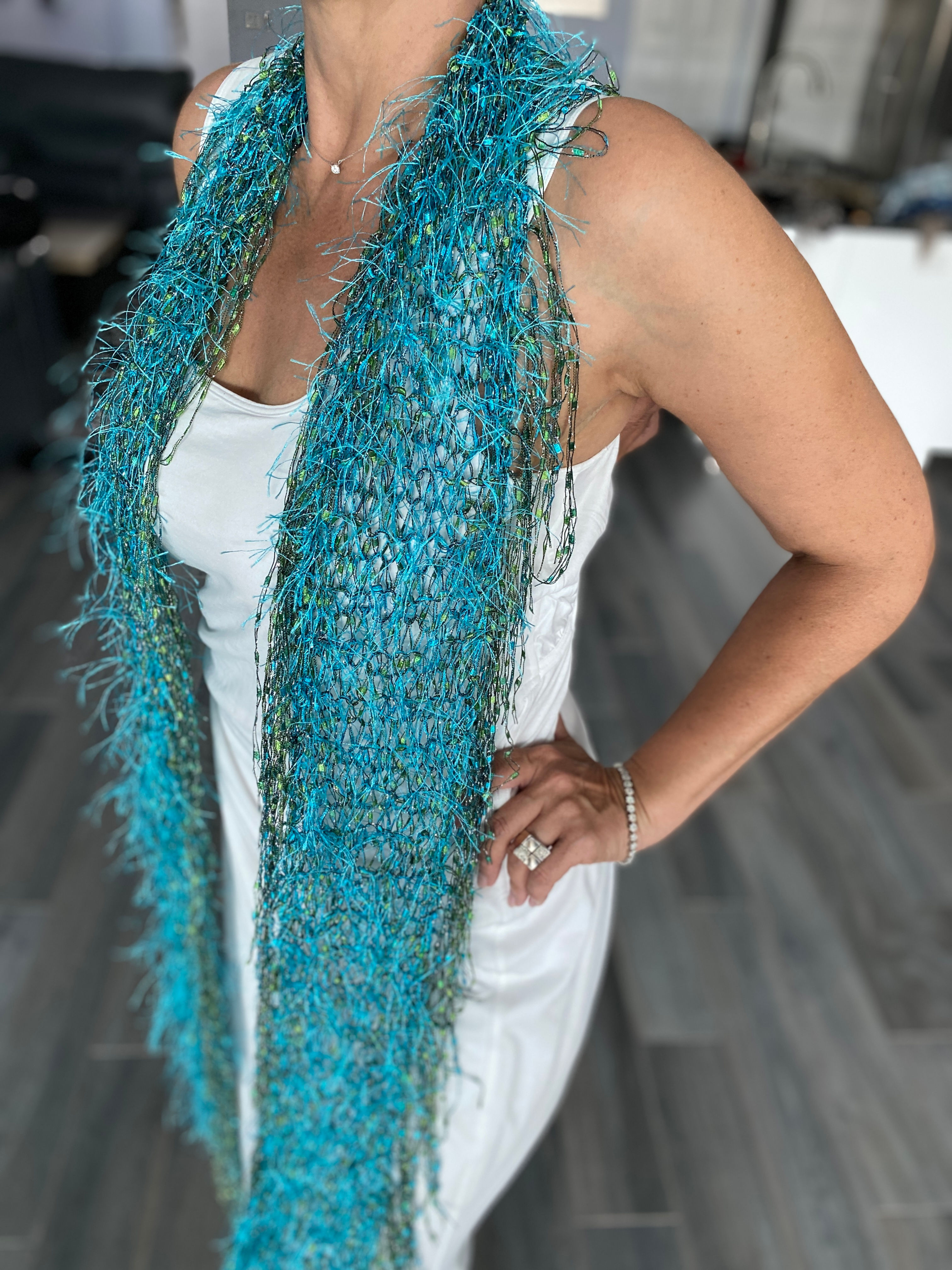Aqua Confetti Oversize Scarf 
