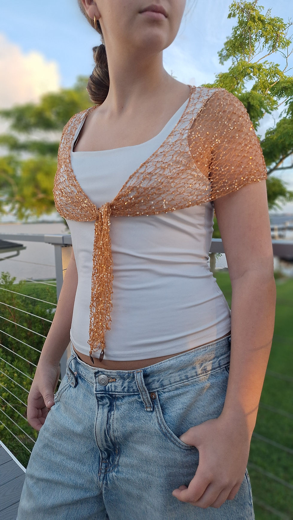 Thumbnail: Rose Gold Mini Sequins Shawl