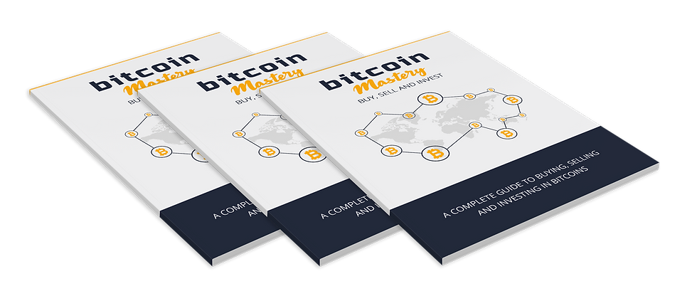 Thumbnail: Stack of Bitcoin Mastery ebooks titled “Buy, Sell and Invest