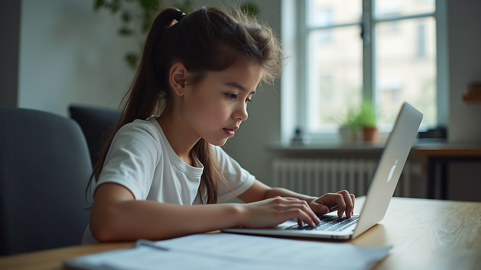 Eye-level view of a student learning online