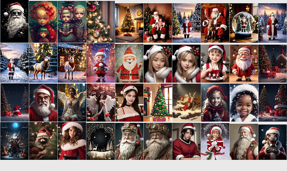 Thumbnail: Christmas portraits and festive scenes with Santa, kids, reindeer, and lights.