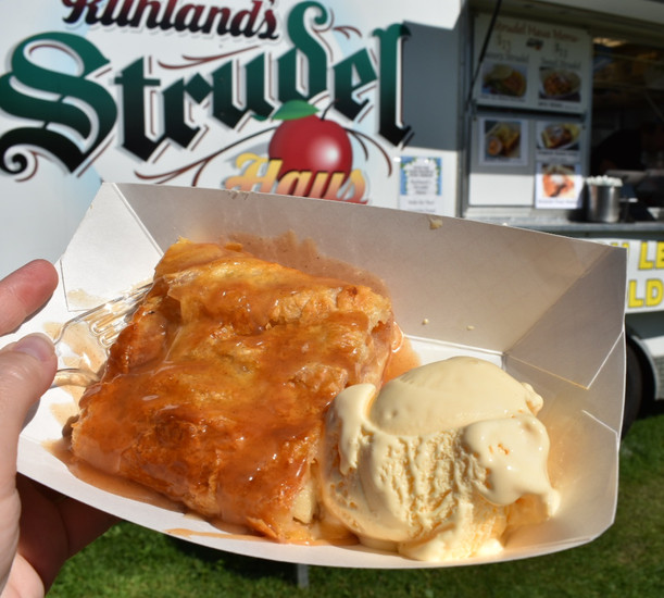 Apple Strudel with Vanilla Ice Cream at Ruhland's Strudel Haus