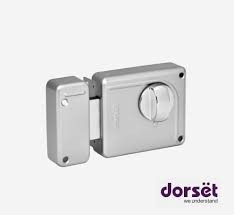 Surface-mounted deadbolt door lock in silver finish for wooden entrance doors by wooden door locks manufacturer in Ahmedabad, Gujarat.