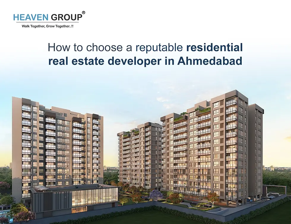 Residential real estate developer in Ahmedabad showcasing a premium apartment community with landscaped spaces.