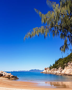 Sandy beach with calm water