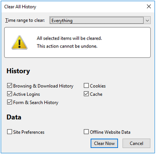 Delete Cookies from Firefox Browser