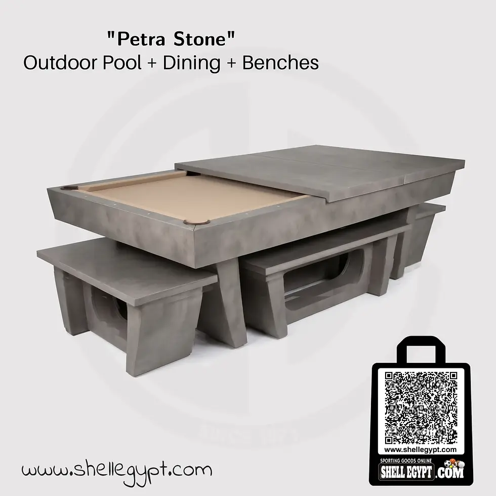 Petra Stone Outdoor Pool Table, Dining Table Board + Seats