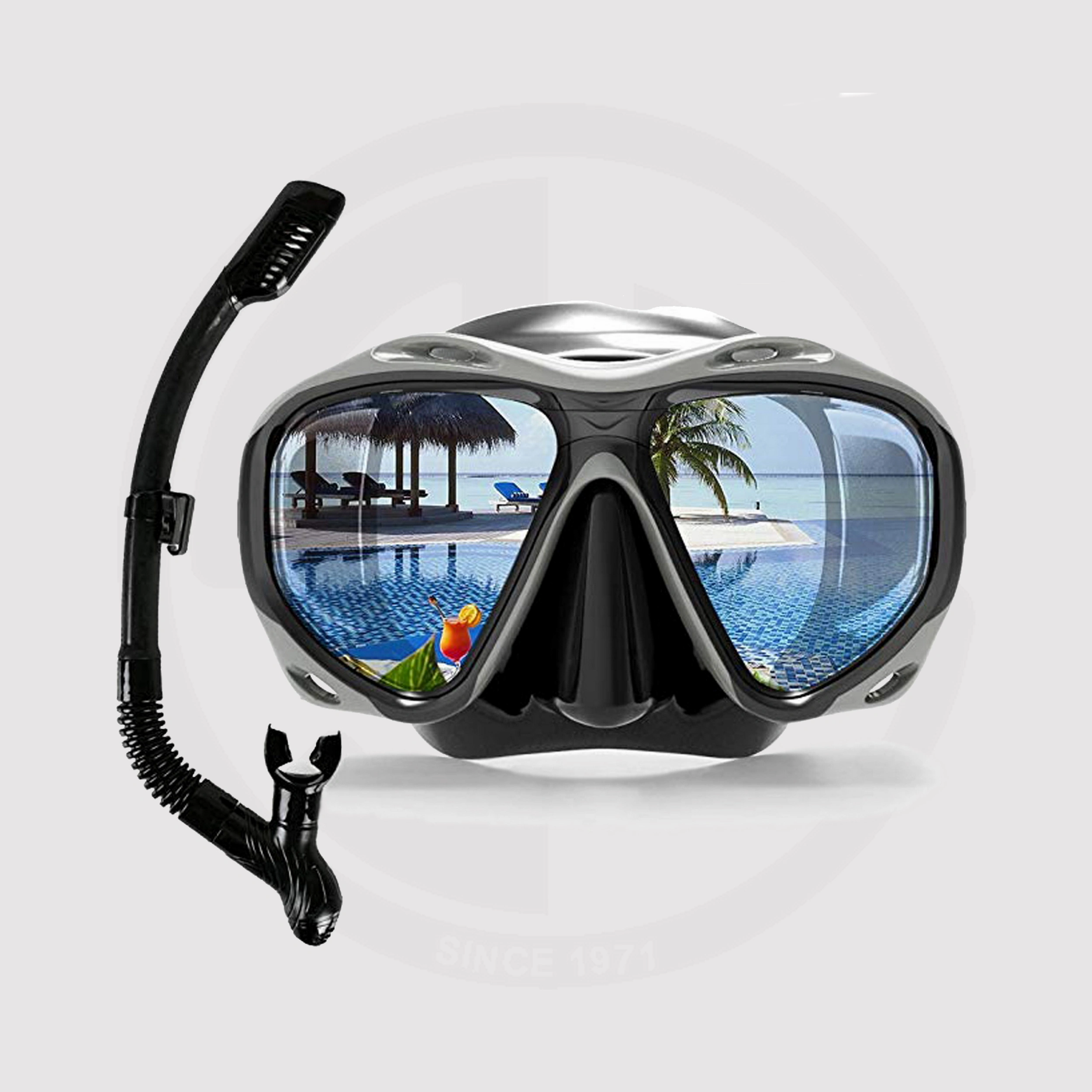 Copozz Snorkel Mask, Snorkeling Scuba Dive Glasses, Black-Silver