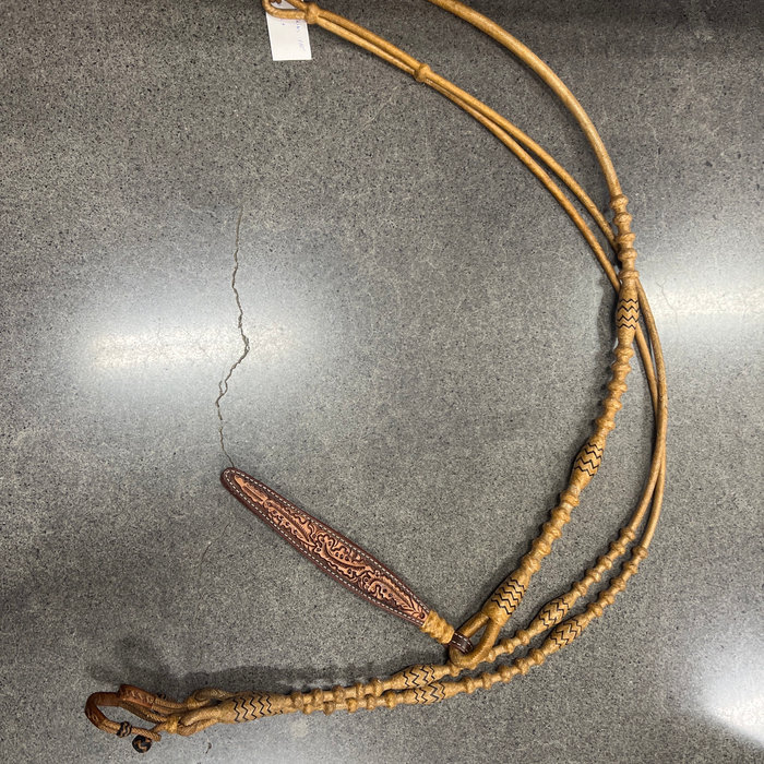Tan & black romal reins, 110″