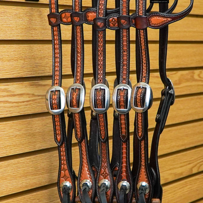 Two toned tooled headstalls