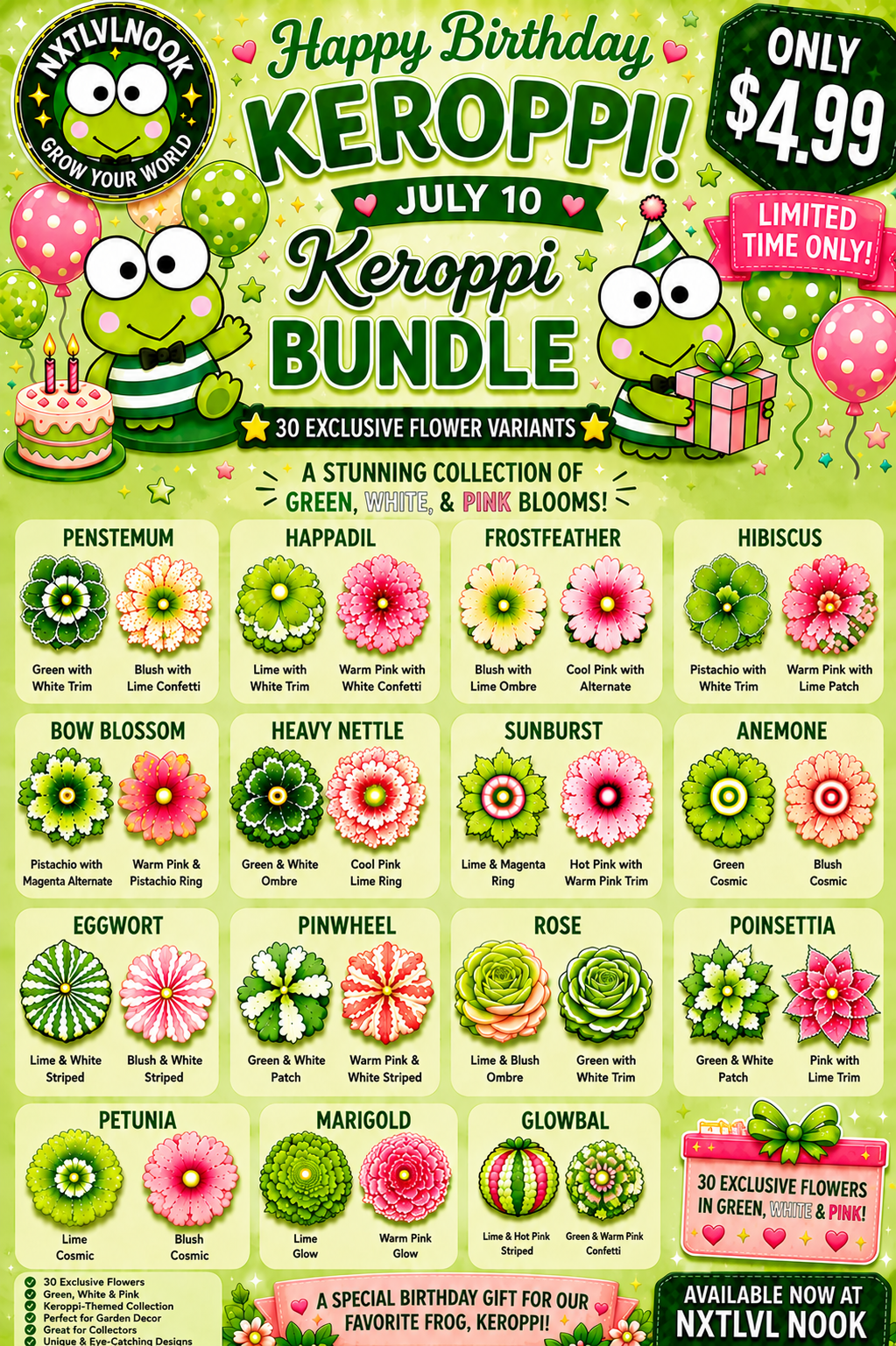 Keroppi Inspired Flower Bundle